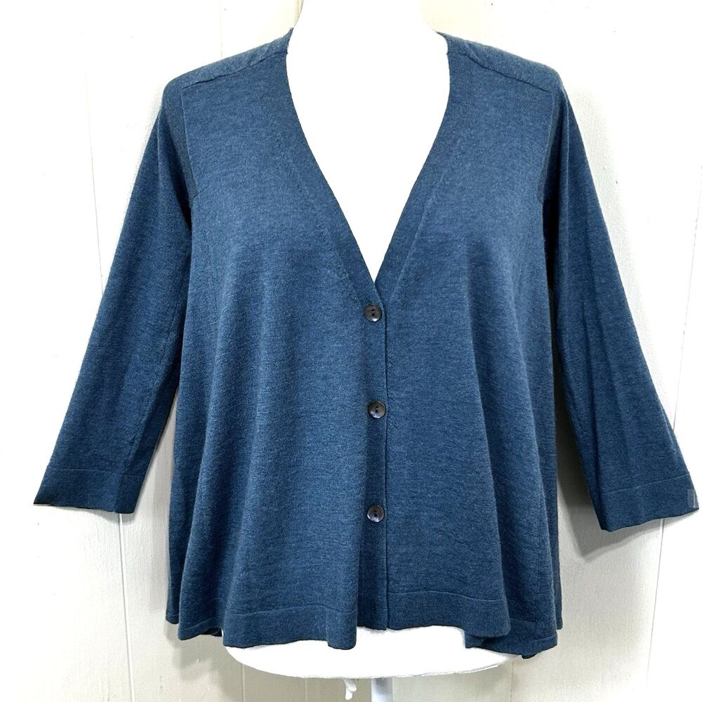 Autumn Cashmere Women’s Blue 100% Cashmere Cardigan Sweater Size Small Soft
